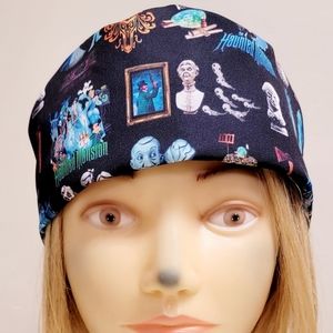 DSNY HAUNTED MANSION STYLE BLACK MEDICAL NURSING SCRUB CAP